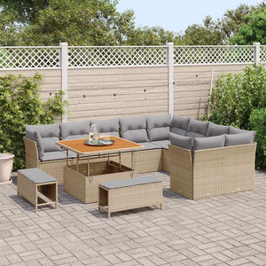 vidaXL Ensemble de canapé de jardin avec coussins 12 pcs Beige et gris clair