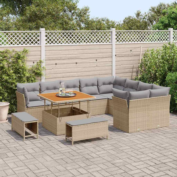 vidaXL Ensemble de canapé de jardin avec coussins 12 pcs Beige et gris clair
