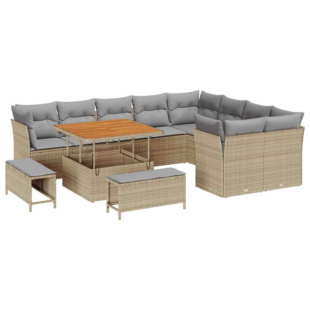 vidaXL Garden Sofa Set with Cushions 12 pcs Beige and Light Grey