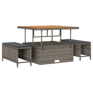 vidaXL Salon de jardin avec coussins et espace de rangement 12 pcs Gris