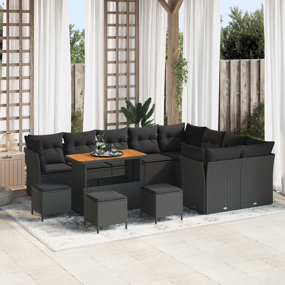vidaXL Salon de jardin avec coussins et rangements 13 pcs Noir
