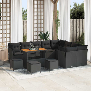 vidaXL Salon de jardin avec coussins et rangements 13 pcs Noir