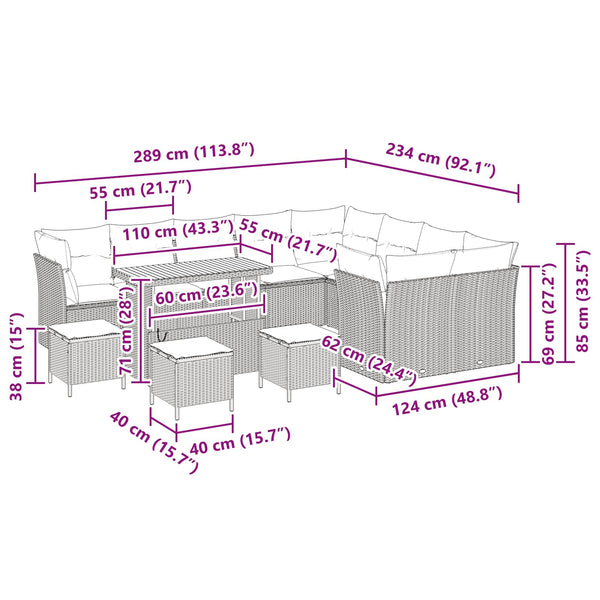 vidaXL Salon de jardin avec coussins et rangements 13 pcs Noir