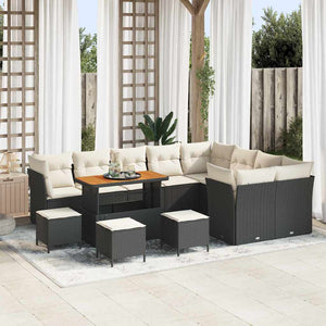 vidaXL Ensemble de canapés de jardin avec coussins 13 pcs Noir et crème