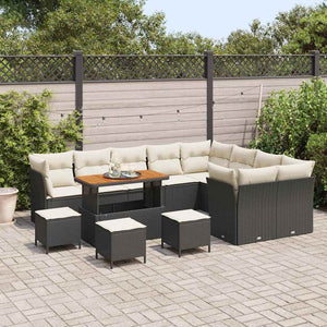 vidaXL Ensemble de canapés de jardin avec coussins 13 pcs Noir et crème