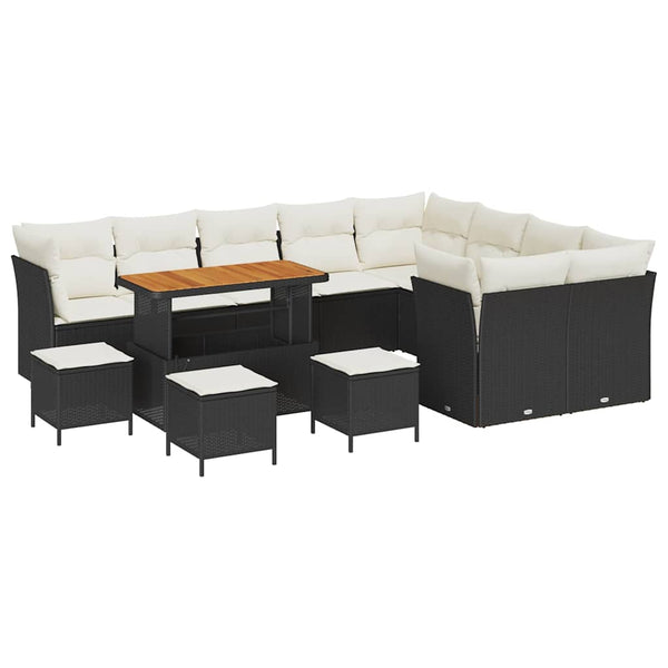 vidaXL Ensemble de canapés de jardin avec coussins 13 pcs Noir et crème