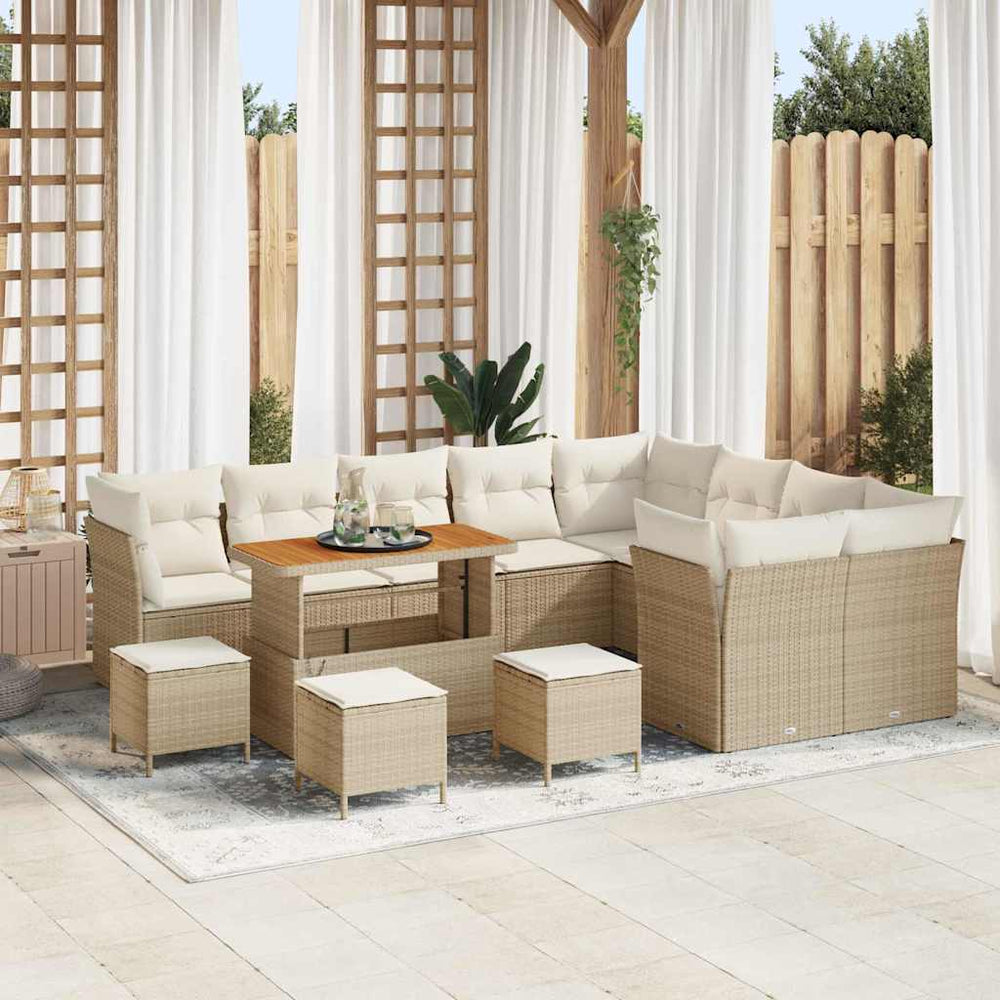 vidaXL Garden Sofa Set with Cushions and Storage 13 pcs Beige and Cream