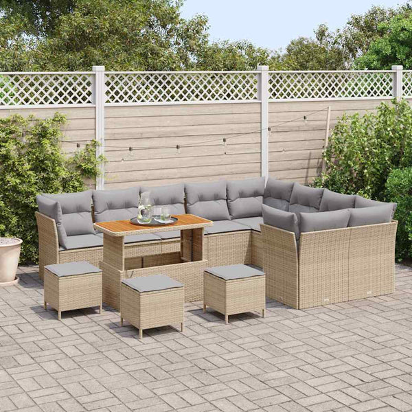 vidaXL Salon de jardin avec coussins 13 pcs Beige et gris clair