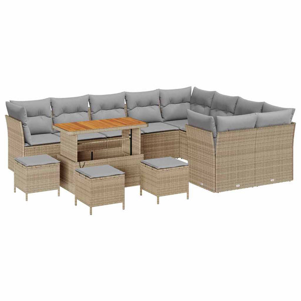 vidaXL Salon de jardin avec coussins 13 pcs Beige et gris clair