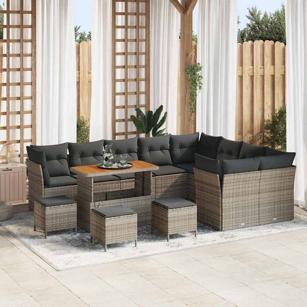 vidaXL Ensemble de canapés de jardin avec coussins et rangement 13 pcs Gris
