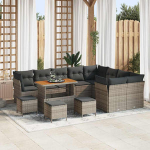 vidaXL Ensemble de canapés de jardin avec coussins et rangement 13 pcs Gris