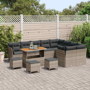vidaXL Ensemble de canapés de jardin avec coussins et rangement 13 pcs Gris