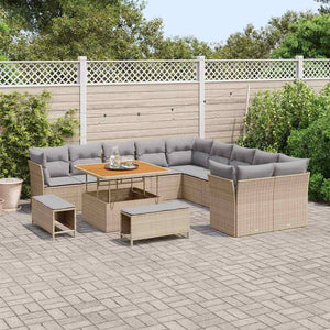 vidaXL Salon de jardin avec coussins 13 pcs Beige et Gris clair Résine tressée