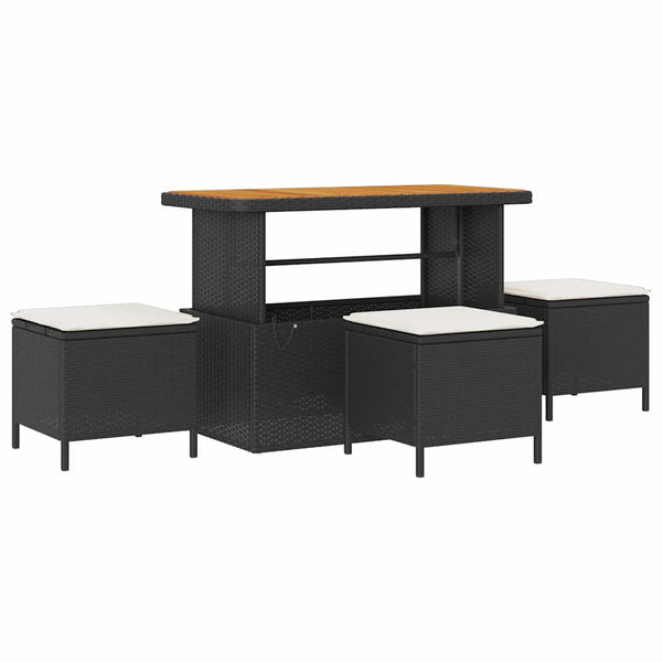 Gartensofa Set 14-teilig Schwarz Creme Rattan