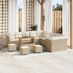 vidaXL Ensemble de canapés de jardin avec coussins 14 pcs Beige et Crème Rotin synthétique