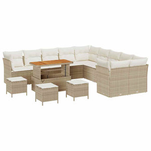 vidaXL Ensemble de canapés de jardin avec coussins 14 pcs Beige et Crème Rotin synthétique