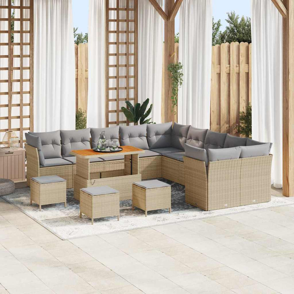 vidaXL Salon de jardin avec coussins 14 pcs Beige et Gris clair Résine tressée