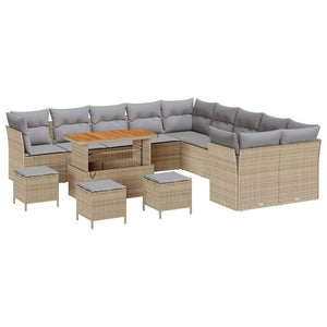vidaXL Salon de jardin avec coussins 14 pcs Beige et Gris clair Résine tressée