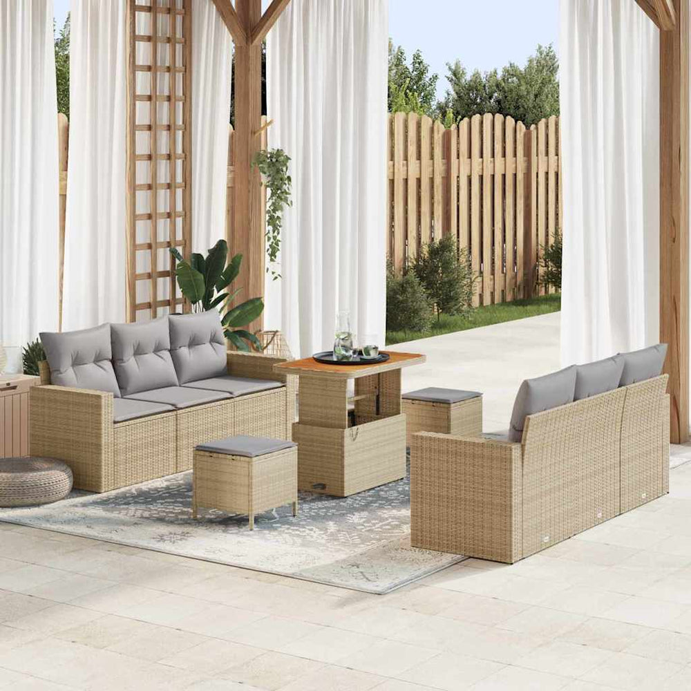 vidaXL Salon de jardin avec coussins 9 pcs Noir et gris clair
