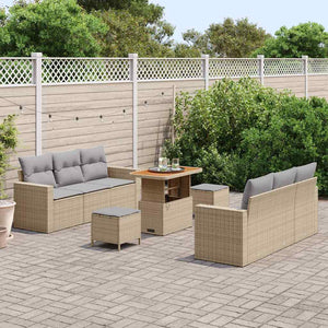 Garten Sofa Set 9-teilig Schwarz/Hellgrau