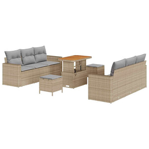 Garten Sofa Set 9-teilig Schwarz/Hellgrau