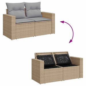 Garten Sofa Set 9-teilig Schwarz/Hellgrau