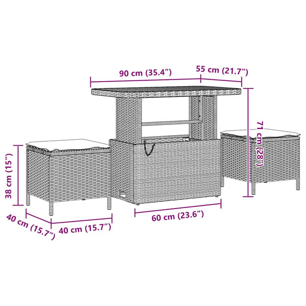 Garten Sofa Set 9-teilig Schwarz/Hellgrau
