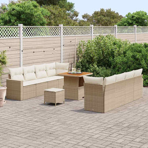 Gartensofa Set Beige Creme Poly-Rattan 12-teilig