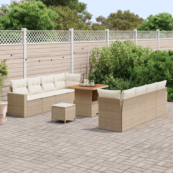 Gartensofa Set Beige Creme Poly-Rattan 12-teilig