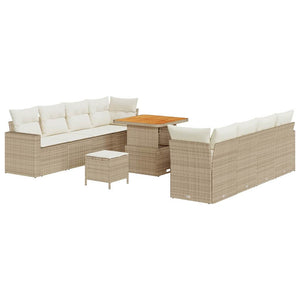 Gartensofa Set Beige Creme Poly-Rattan 12-teilig