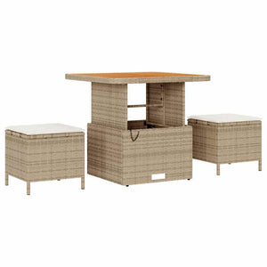 Gartensofa Set Beige Creme Poly-Rattan 12-teilig