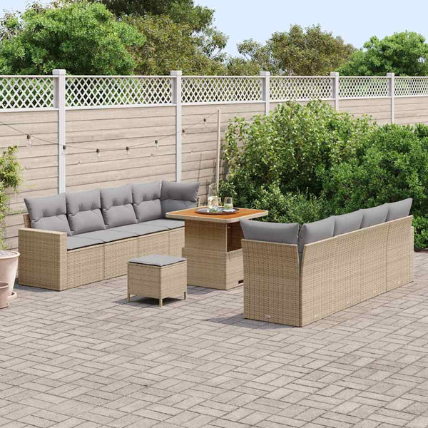 vidaXL Salon de jardin avec coussins 12 pcs Beige et gris clair Résine tressée