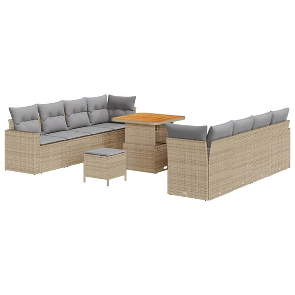 vidaXL Salon de jardin avec coussins 12 pcs Beige et gris clair Résine tressée