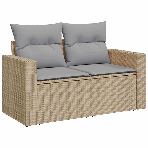 vidaXL Salon de jardin avec coussins 12 pcs Beige et gris clair Résine tressée