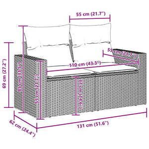 Gartensofa Set Schwarz Creme Poly-Rattan 17-teilig