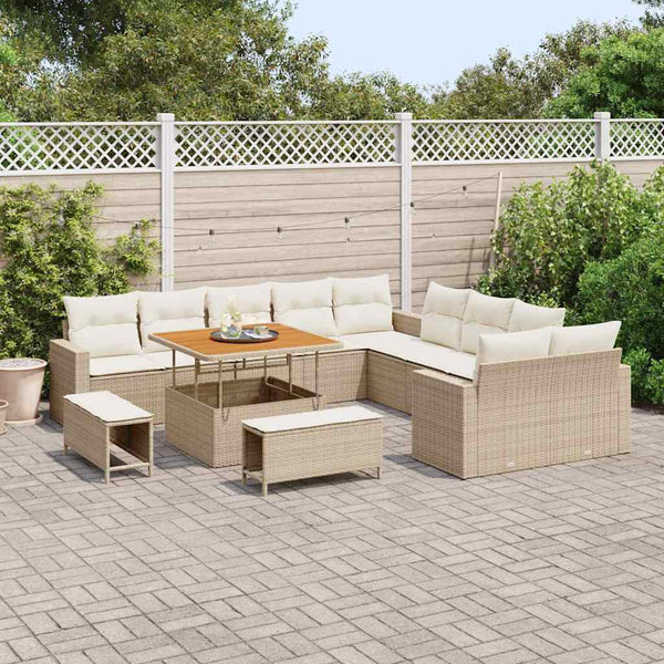 vidaXL Salon de jardin avec coussins 17 pcs Beige et Crème résine tressée