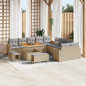 vidaXL Salon de jardin avec coussins 17 pcs Beige et gris clair Résine tressée