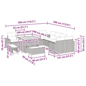 vidaXL Salon de jardin avec coussins 17 pcs Beige et gris clair Résine tressée