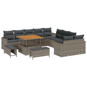 vidaXL Salon de jardin avec coussins 17 pcs Gris Résine tressée