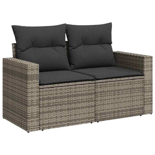 vidaXL Salon de jardin avec coussins 17 pcs Gris Résine tressée