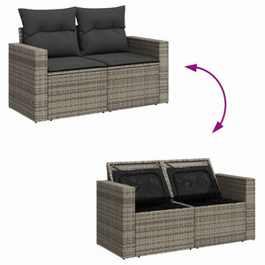 vidaXL Salon de jardin avec coussins 17 pcs Gris Résine tressée