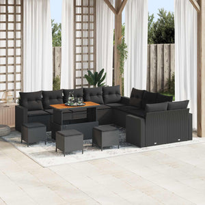vidaXL Ensemble de canapés de jardin avec coussins 18 pcs Résine tressée noire