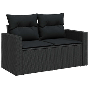 vidaXL Ensemble de canapés de jardin avec coussins 18 pcs Résine tressée noire