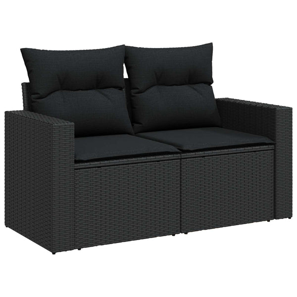 vidaXL Ensemble de canapés de jardin avec coussins 18 pcs Résine tressée noire