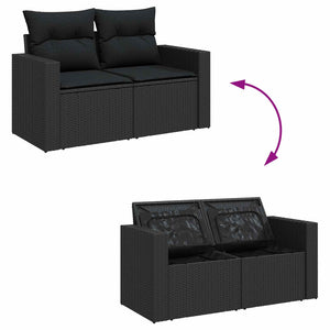 vidaXL Ensemble de canapés de jardin avec coussins 18 pcs Résine tressée noire