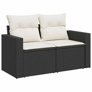 Gartensofa Set Schwarz Creme Poly-Rattan 18-teilig