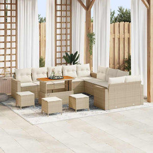 vidaXL Salon de jardin avec coussins 18 pcs Beige et crème Résine tressée