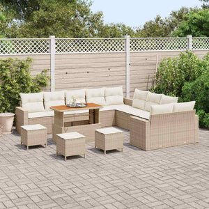 vidaXL Salon de jardin avec coussins 18 pcs Beige et crème Résine tressée