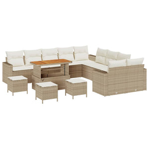 vidaXL Salon de jardin avec coussins 18 pcs Beige et crème Résine tressée