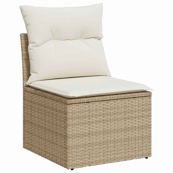 vidaXL Salon de jardin avec coussins 18 pcs Beige et crème Résine tressée
